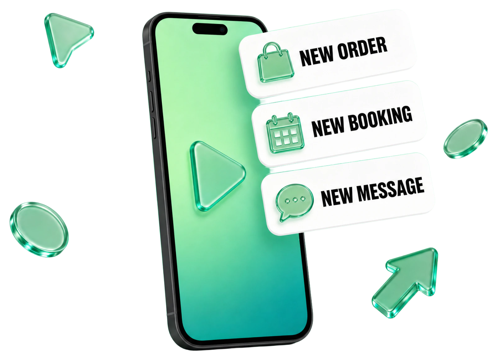 A video bringing in a new order, a new booking and a new message